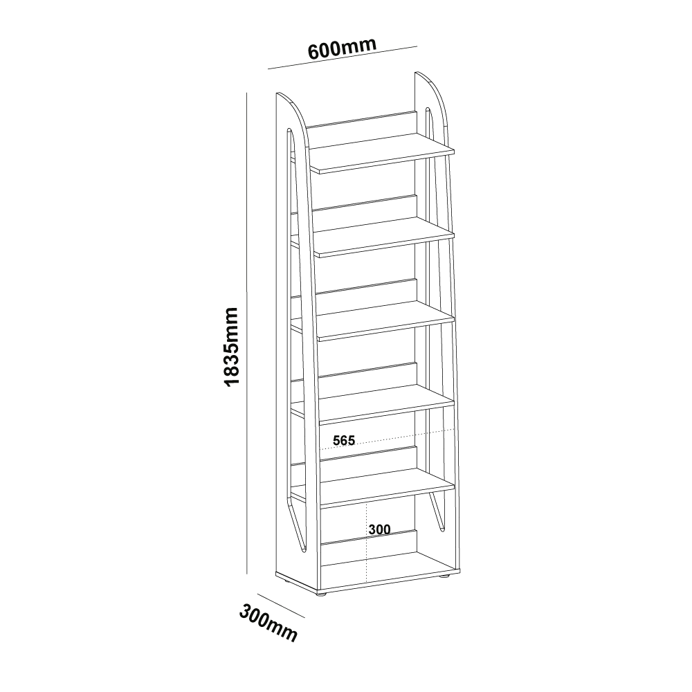 Bookcase Floripa 4363 6 Shelves  60*30*183.5Cm White (Limited 3 Months Warranty)