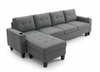 Sofa YL-82361 Sectional Sofa With Reversible  Chaise With  Cup Holders W256*D84-152*H84CM Grey ( limited 3 months warranty)