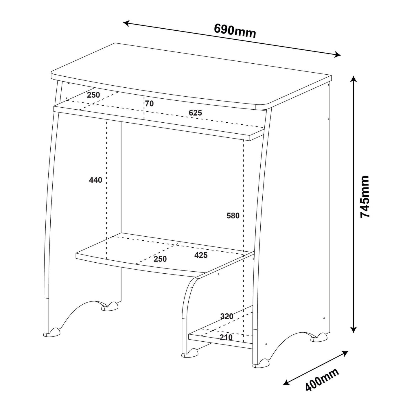 Office Table Pixel 3965 Computer Desk With Cpu Space And Keyboard Slides  88*46*78Cm Pine / Off White  (Limited 3 Months Warranty)