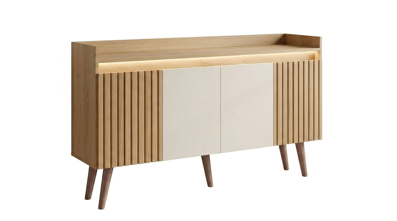 Cabinet Retro 5335R-355 4 Doors  H86*W144*D38Cm Canela/ Off White (Limited 3 Months Warranty)