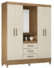 Wardrobe Persia 43220 140 4 Doors With 3 Drawers W165*H201*47Cm Almond/Off White (Limited 3 Months Warranty )