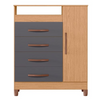Commode Turquesa 4866-307 1 Door With 6 Drawers  84*99*40Cm Freijo/Titanium  (Limited 3 Months Warranty)