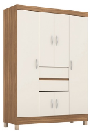 Wardrobe Ecom Ii 62020/140 6 Door & 2 Drawers  128*181*47Cm Off White / Almond (Limited 3 Months Warranty)
