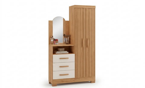 Cabinet Teresina 1032R-355 2 Doors With 3 Drawers  H180*W101*D40.5Cm Canela/Off White ( Limited 3 Month Warranty )