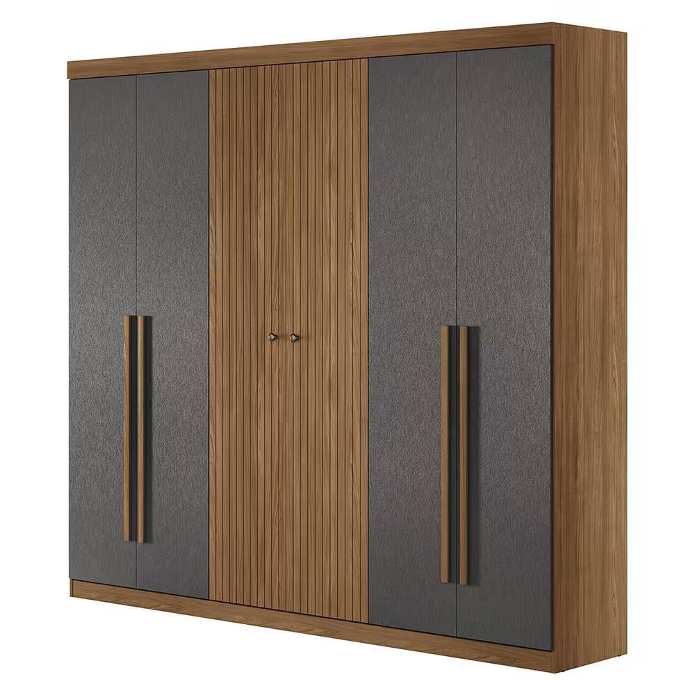Wardrobe Buriti 162348Ep 6 Doors  Jatoba/Grafite  (Limited 3 Months Warranty)