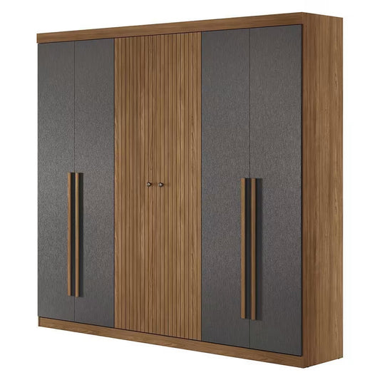 Wardrobe Buriti 162348Ep 6 Doors  Jatoba/Grafite  (Limited 3 Months Warranty)