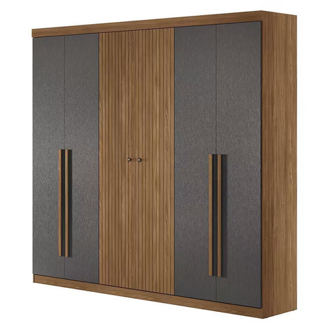 Wardrobe Buriti 162348Ep 6 Doors  Jatoba/Grafite  (Limited 3 Months Warranty)