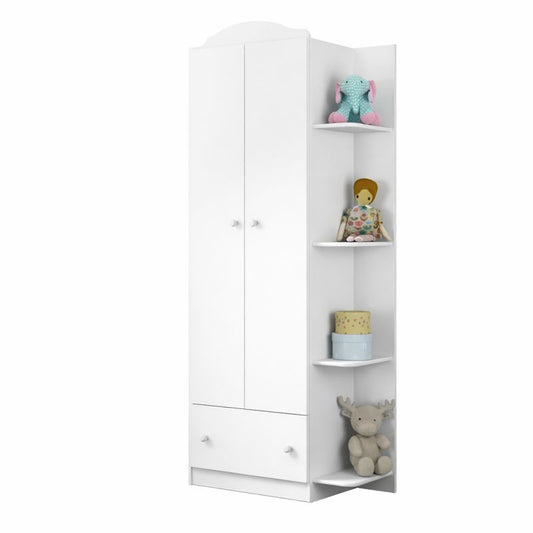 Wardrobe 2660 2 Doors With 1 Drawer  191.5*80*40Cm White (Limited 3 Months Warranty)