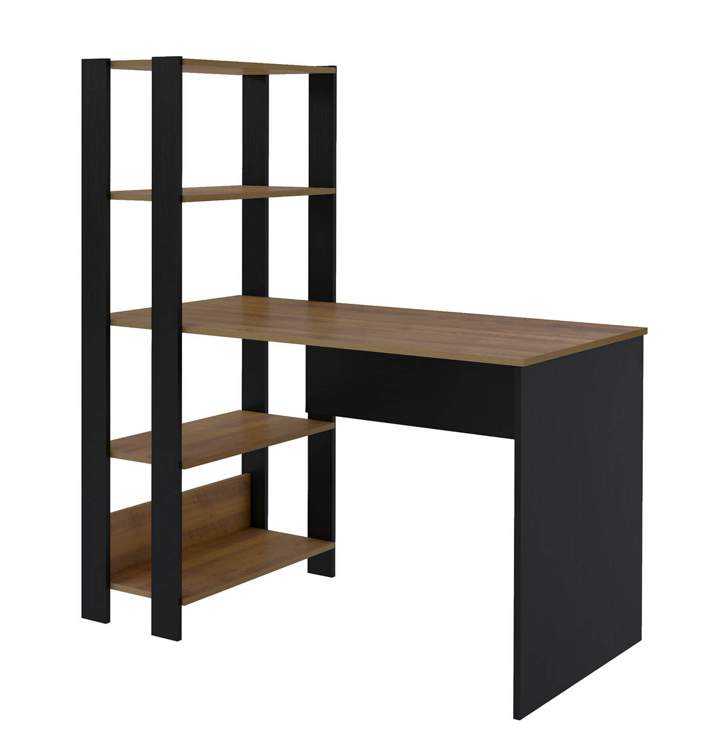 Office Table Match 4224 Four Shelves  120*63*134.5Cm Pine/ Black (Limited 3 Months Warranty)