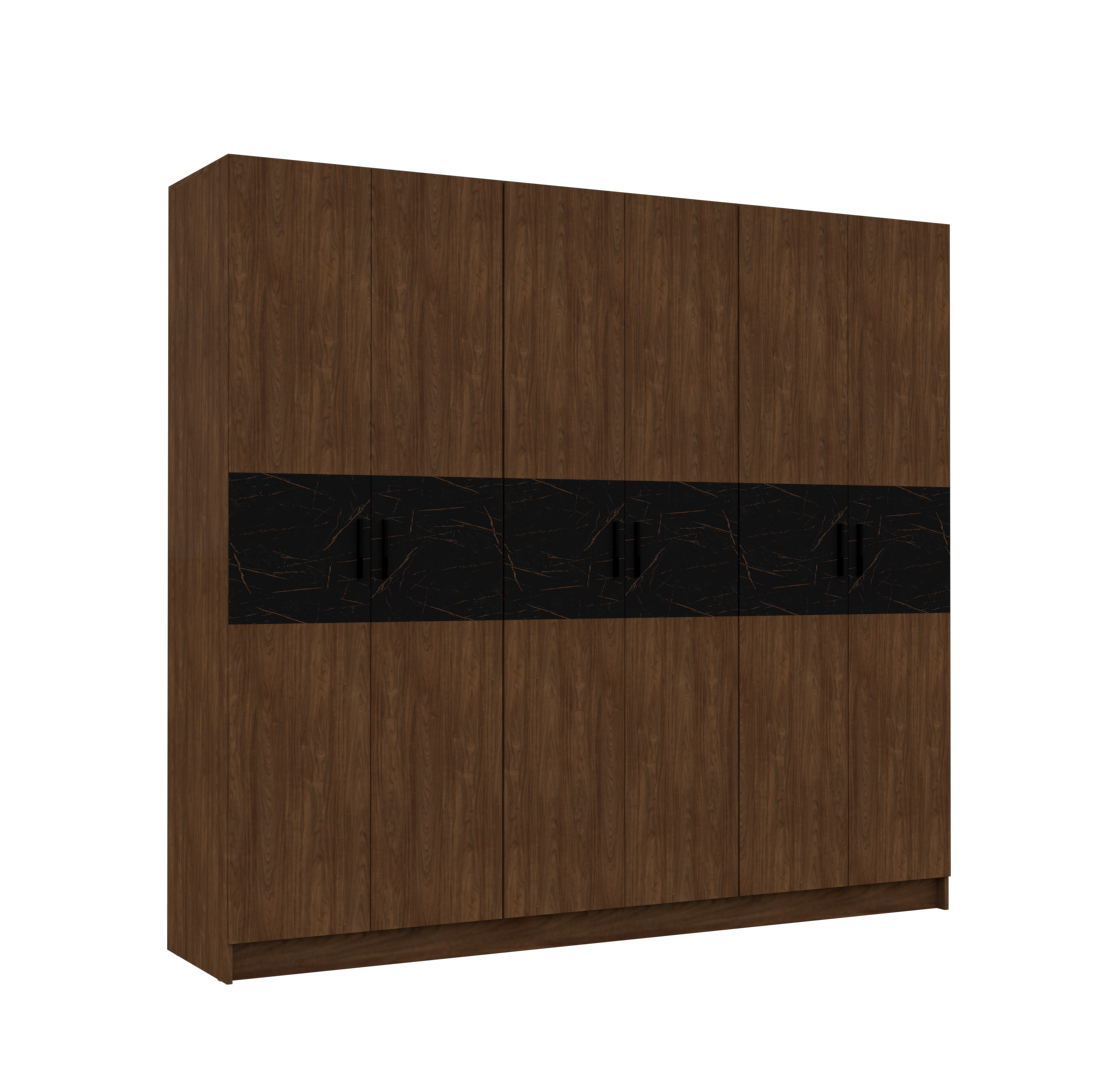 Wardrobe Rome 6 Doors Walnut (Limited 3 Months Warranty)