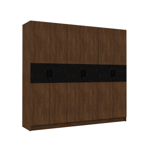 Wardrobe Rome 6 Doors Walnut (Limited 3 Months Warranty)