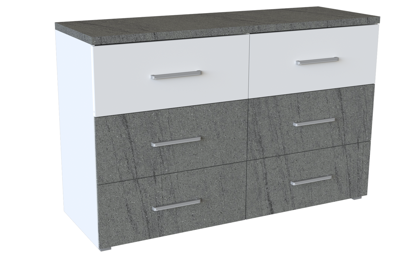 Dresser Henry 6 Drawers Grey/White (Limited 3 Months Warranty)