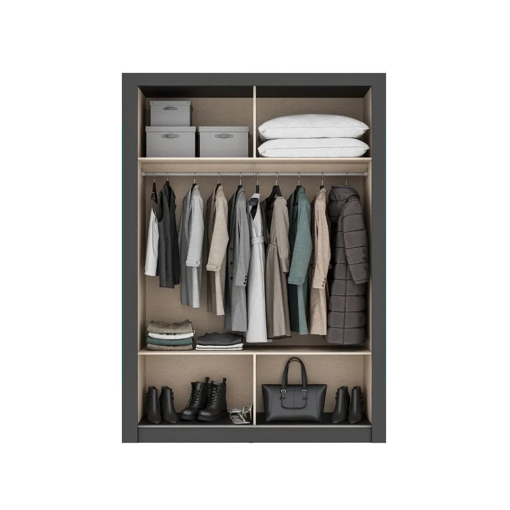 Wardrobe Darvi Ref 1182 2 Sliding Doors 120*206*45.9Cm Black  (Limited 3 Months Warranty)