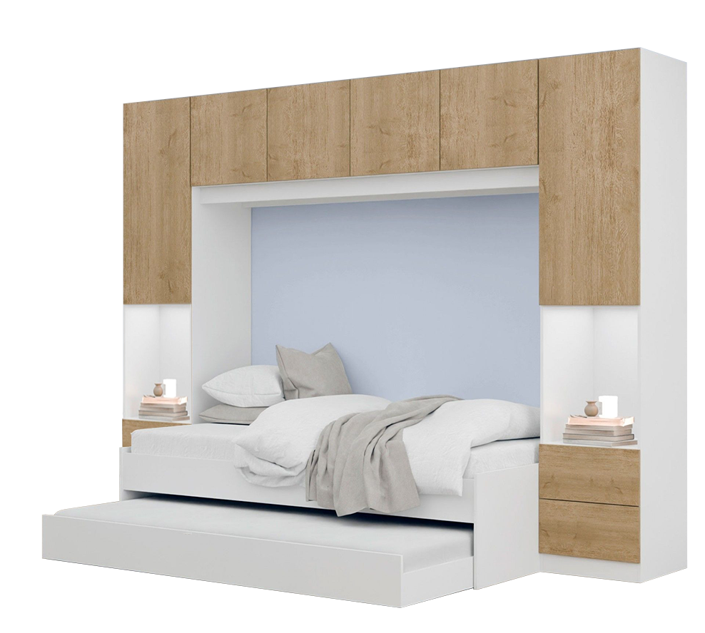 Wardrobe 3749.0005 With Wall Cabinet And Bunk Bed  213*283*95Cm White  (Limited 3 Months Warranty)