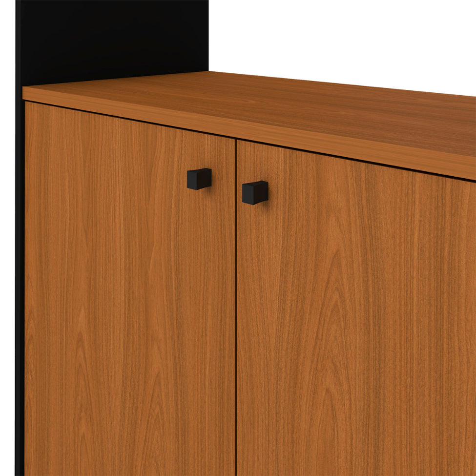 Bookcase Hit 6195 2 Doors With 1 Internal Shelf  90*36*183Cm Freijo/Black  (Limited 3 Months Warrantyhit 6195