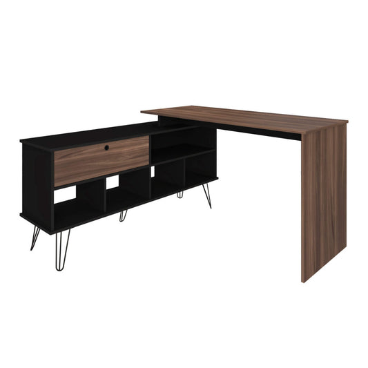 Office Table Dubai 6132 Desk  135.6*136.5*75Cm Brown / Black  (Limited 3 Months Warranty)