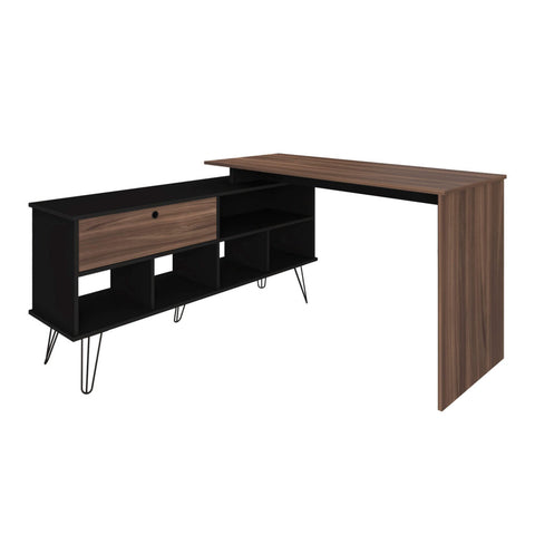 Office Table Dubai 6132 Desk  135.6*136.5*75Cm Brown / Black  (Limited 3 Months Warranty)