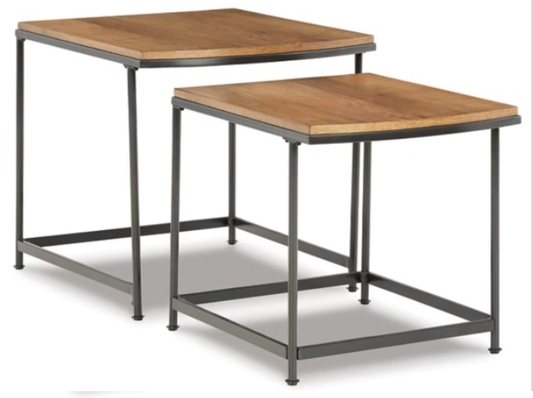 COFFEE TABLE DREZMOORE NESTING END TABLES (2/CN) T163-16 61.2CM*60.0CM*70.1CM LIGHT BROWN/BLACK