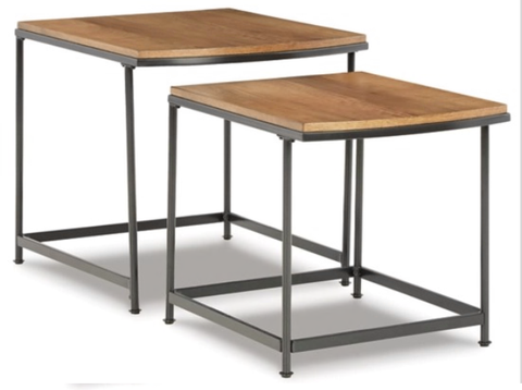 COFFEE TABLE DREZMOORE NESTING END TABLES (2/CN) T163-16 61.2CM*60.0CM*70.1CM LIGHT BROWN/BLACK