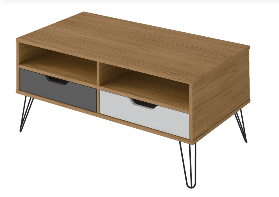 Coffee Table Estocolmo 4386 2 Drawers  100*54*45Cm Oak/Graphite/White (Limited 3 Months Warranty)