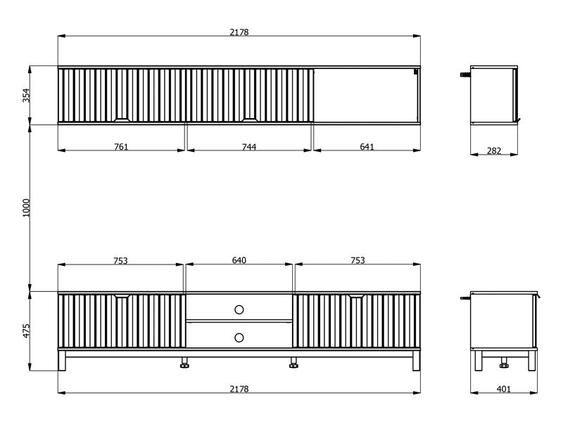 Tv Stand Monaco 11013510 218*40*47.5Cm  Light Brown/Black (Limited 3 Months Warranty)