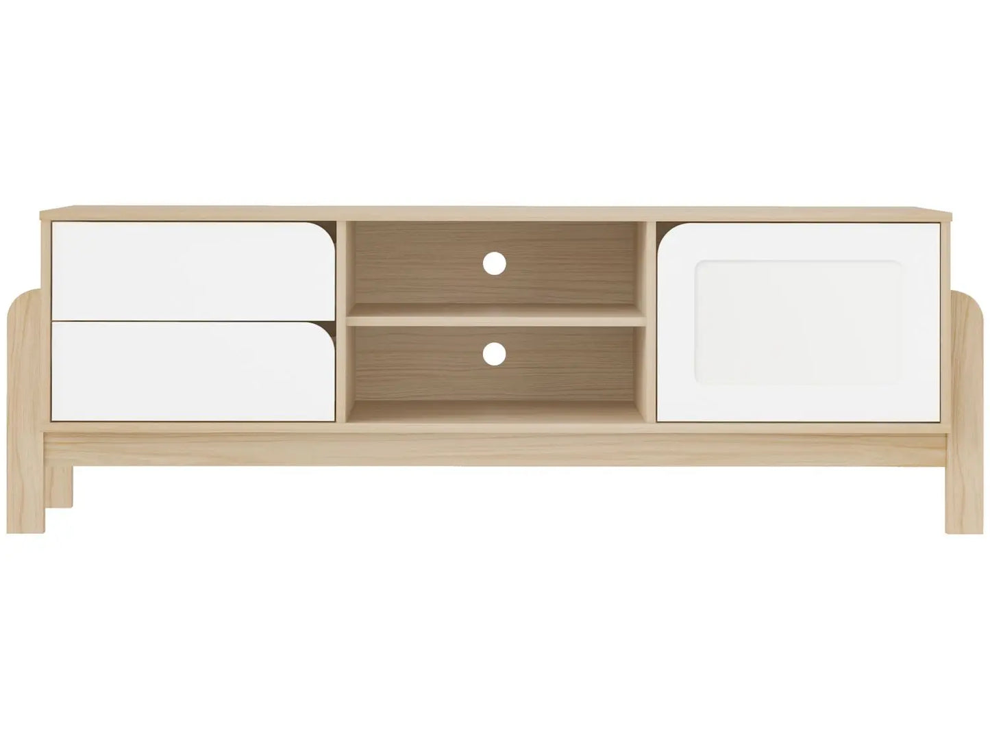 Tv Stand Nature 4606 Up To 65 / 1 Door With 2 Drawers  160*40*43Cm Natural/White (Limited 3 Months Warranty)