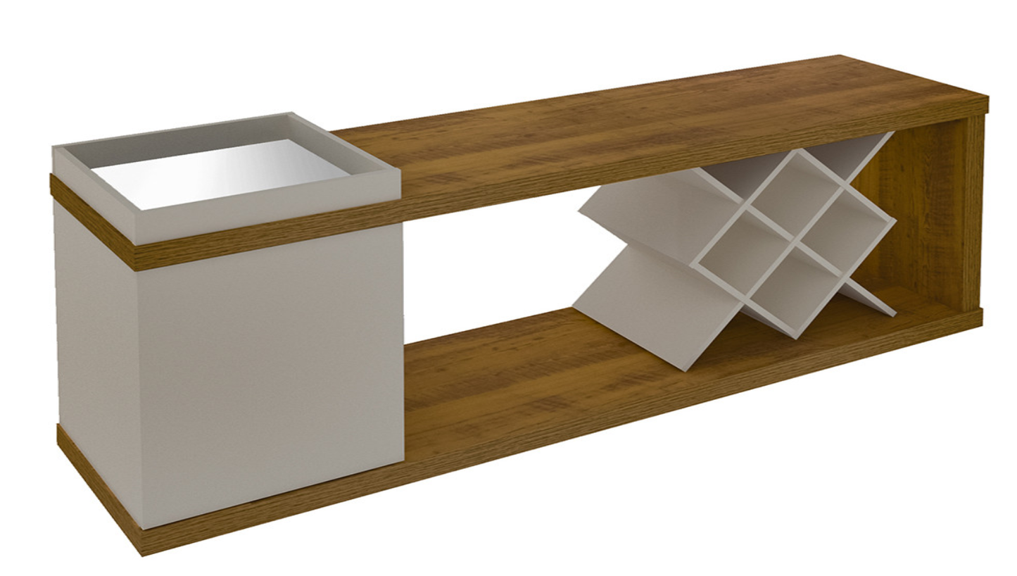 Tv Stand Madrid 4381 Up To 60 One Door With Bottle Holder  180*45*71.5Cm Pine/Off White (Limited 3 Months Warranty)