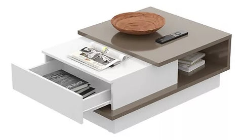 Coffee Table 3794 With 1 Drawer  35.5*100*70Cm White/Smoked Lacca (Limited 3 Months Warranty)