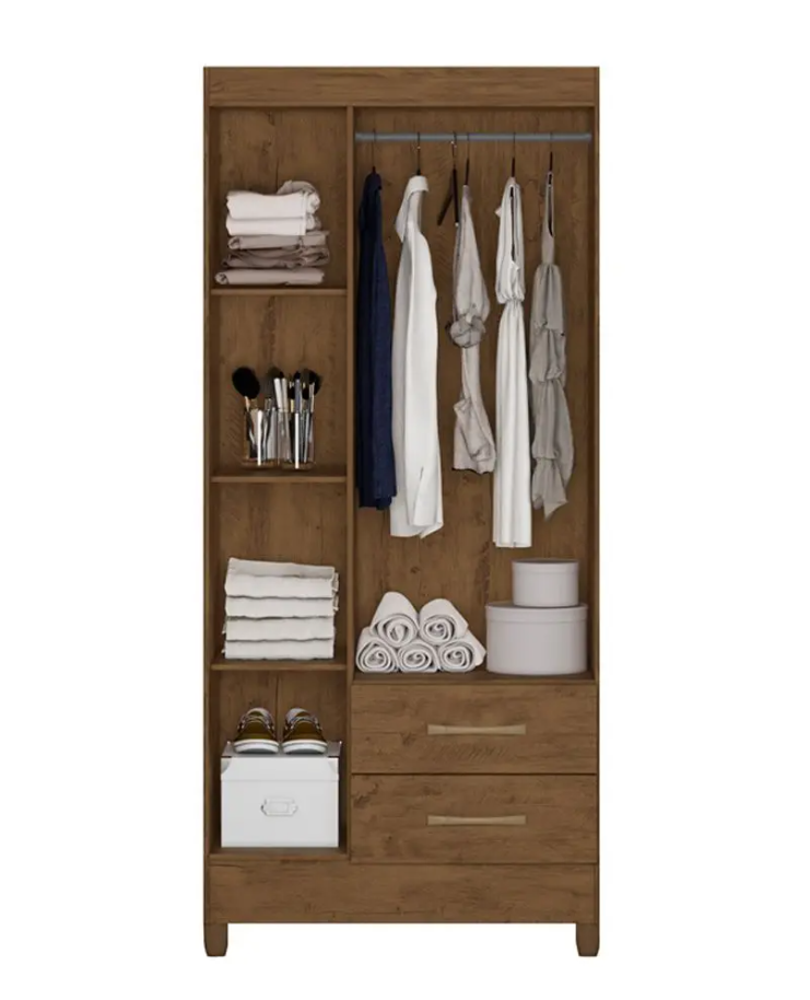 Wardrobe Lima 951331.6 3 Doors With 2 Drawers  182*82*47Cm Brown  (Limited 3 Months Warranty)