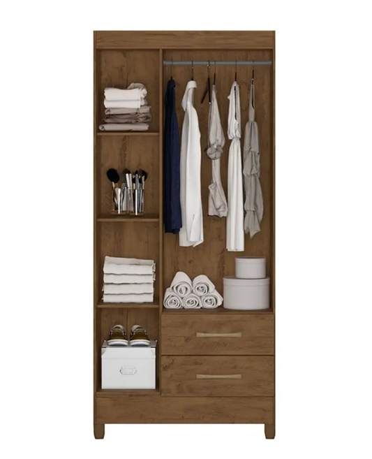 Wardrobe Lima 951331.6 3 Doors With 2 Drawers  182*82*47Cm Brown  (Limited 3 Months Warranty)