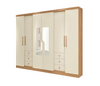 Wardrobe Genebra 2100R-355 6 Doors With Mirror  218.0Cm*235.0Cm*47.0Cm Natural/Off White  (Limited 3 Months Warranty)