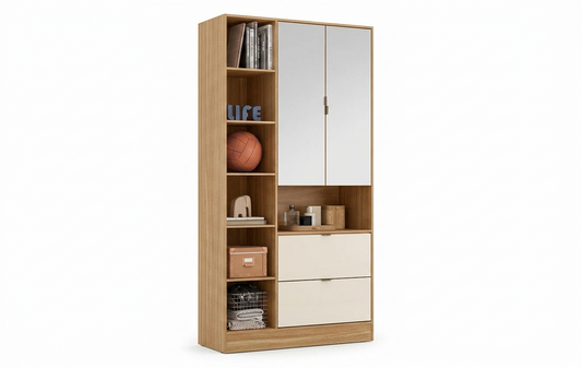 Cabinet Joy 21240/140 Multiuse - 2 Doors With 2 Drawers 92*182*39Cm Almond / Off White