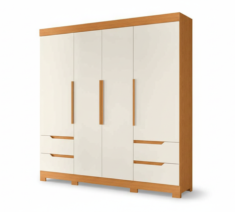 Wardrobe Vivacce 111-291 4 Doors With 4 Drawers  212*217*47Cm Cinnamon/Off White (Limited 3 Months Warranty)