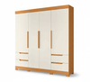 Wardrobe Vivacce 111-291 4 Doors With 4 Drawers  212*217*47Cm Cinnamon/Off White (Limited 3 Months Warranty)