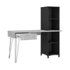 Office Table Fusion 6277 One Drawer With 2 Shelves  137.8*60.3*141.2Cm Concrete / Black  (Limited 3 Months Warranty)