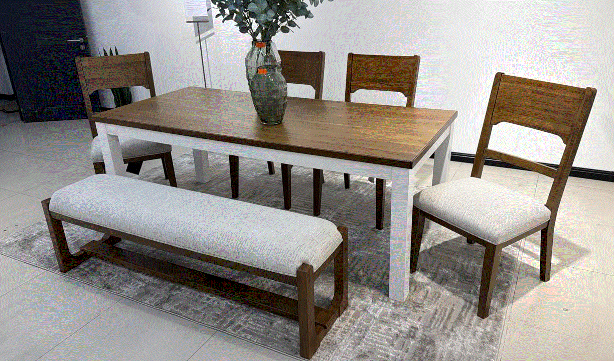 DINING SET WESTCONI + CABALYNN COMBO. (TABLE + 4 CHAIRS + 1 BENCH) D974 D5168