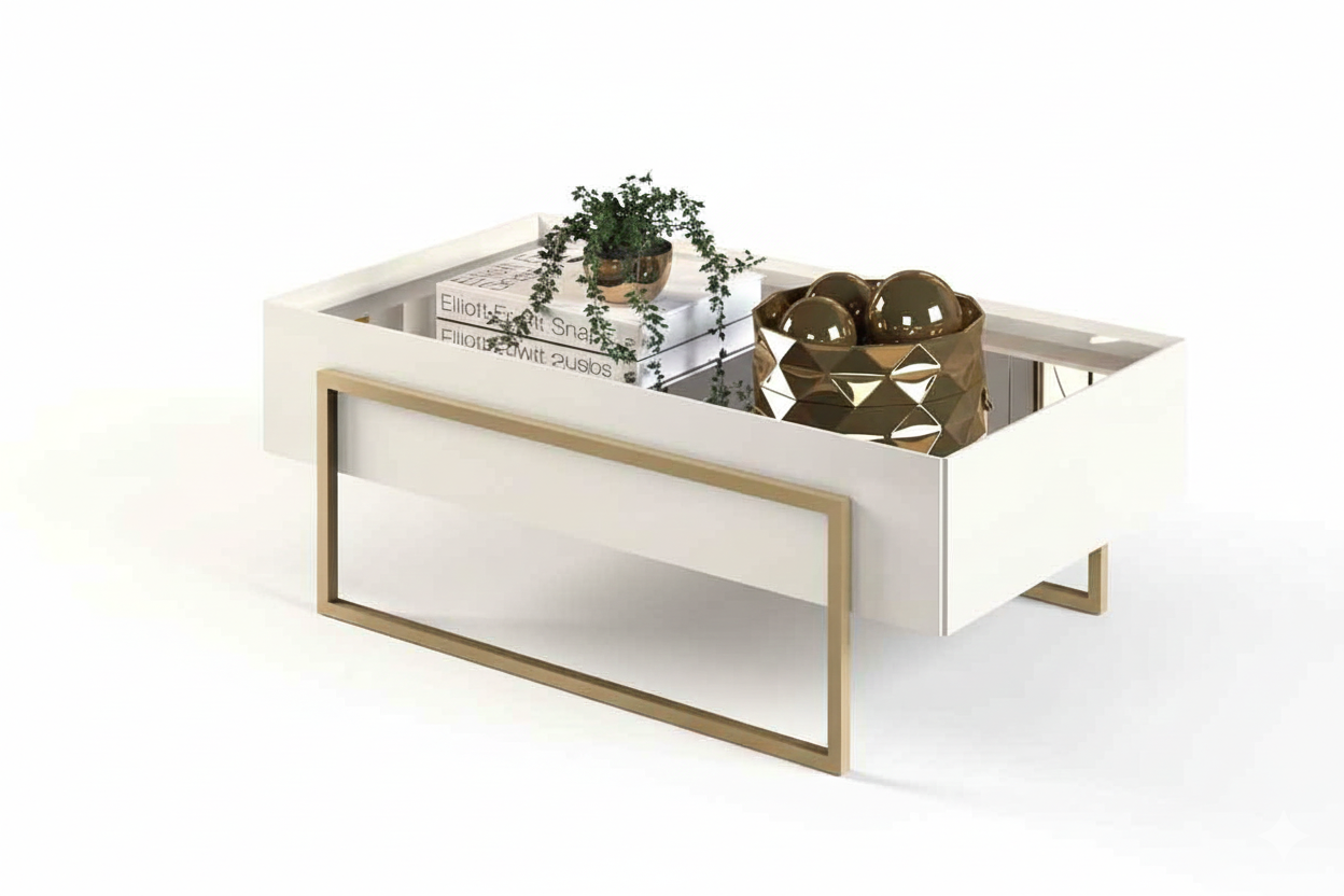 Coffee Table Pilar 20627133 Centre  91.5*31.5*49Cm Off White  (Limited 3 Months Warranty)