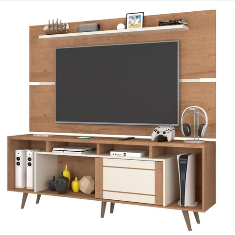 Tv Stand Roma 1387R-355 Rack With Panel  W180*H65Cm Canelo Rust/Natura Off White (Limited 3 Months Warranty)