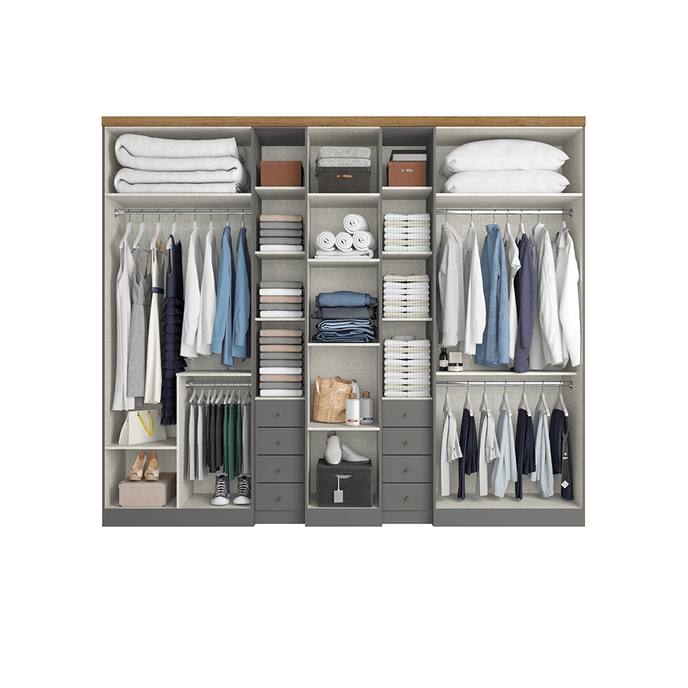 Wardrobe Absolut Plus Glass 5517 7 Doors + 8 Drawers  W288Cm* H233M * D55Cm Grafite/Almendra (Limited 3 Months Warranty)