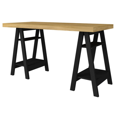 Office Table Art 6057 Desk  135*60*75Cm Elm/Black  (Limited 3 Months Warranty)