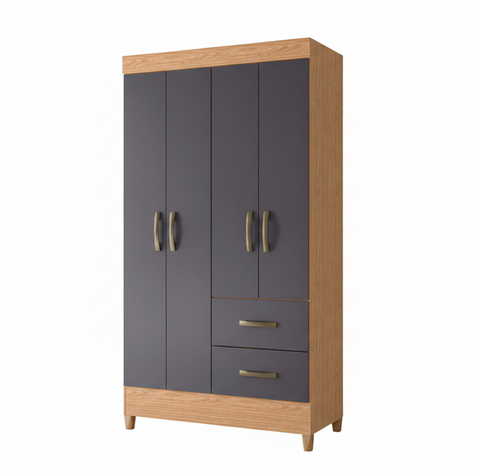 Wardrobe Mobi 23354-309 4 Doors With 2 Drawers  98*181*47Cm Freijo/Titanium  (Limited 3 Months Warranty)