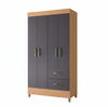 Wardrobe Mobi 23354-309 4 Doors With 2 Drawers  98*181*47Cm Freijo/Titanium  (Limited 3 Months Warranty)