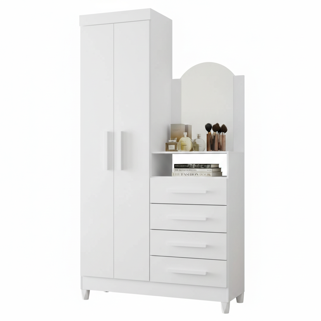 Dresser New Capri 9732-293 2 Doors With 4 Drawers  103*179*38Cm White  (Limited 3 Months Warranty)