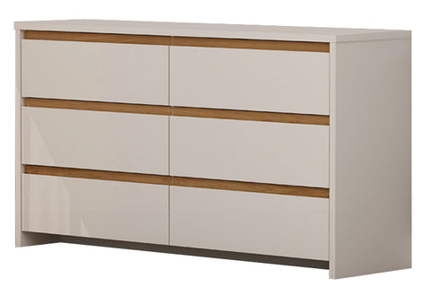 Dresser Colore 6 Drawers With Mirror  150*167*42Cm Pearl / Camaru  (Limited 3 Months Warranty)