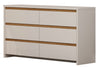 Dresser Colore 6 Drawers With Mirror  150*167*42Cm Pearl / Camaru  (Limited 3 Months Warranty)