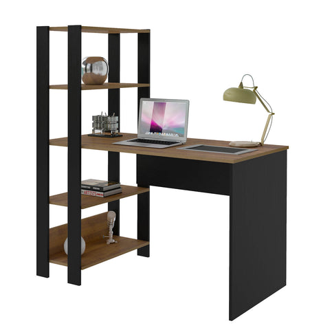 Office Table Match 4224 Four Shelves  120*63*134.5Cm Pine/ Black (Limited 3 Months Warranty)