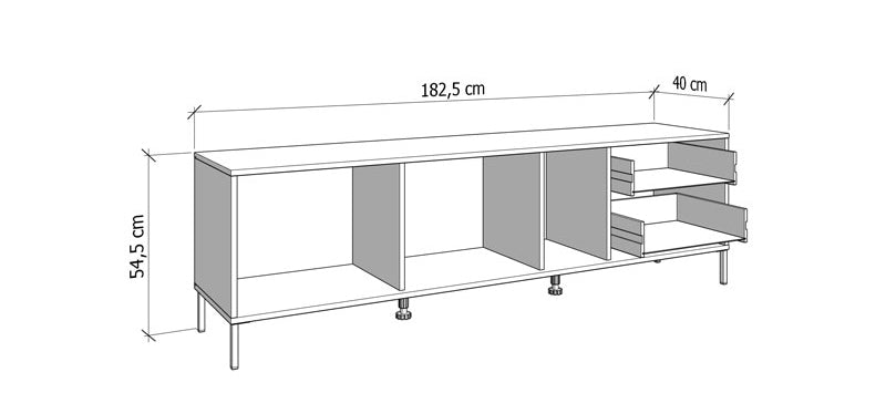 Tv Stand Vandea 2 Doors With 2 Drawers  182.5*40*54.5Cm Oak/Black  (Limited 3 Months Warranty)