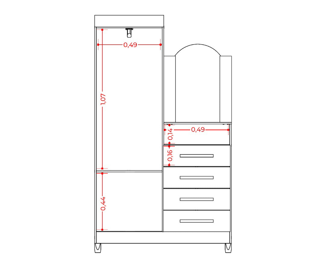 Dresser Capri 232-309 2 Doors With 4 Drawers  103*179*38Cm Freijo/Titanium  (Limited 3 Months Warranty)