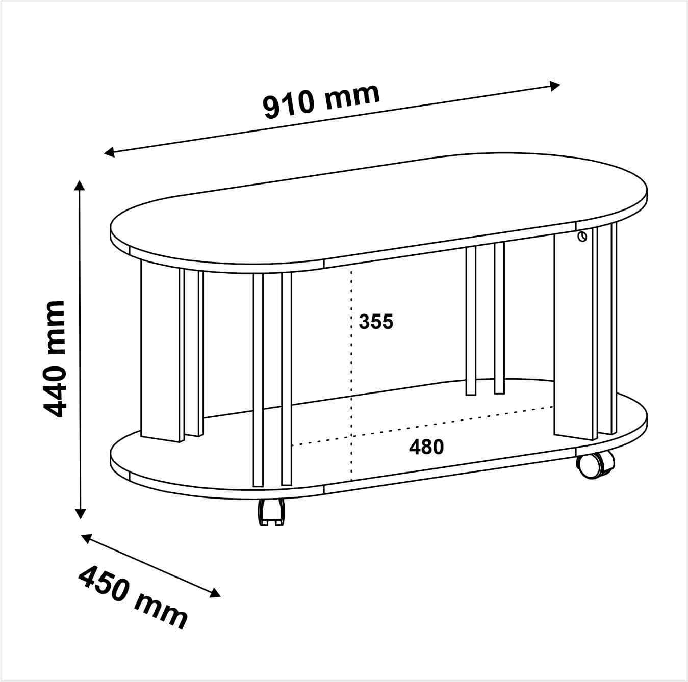 Coffee Table Mundi 4619 Oval Design  91*45*44Cm Cedar/Off White  (Limited 3 Months Warranty)