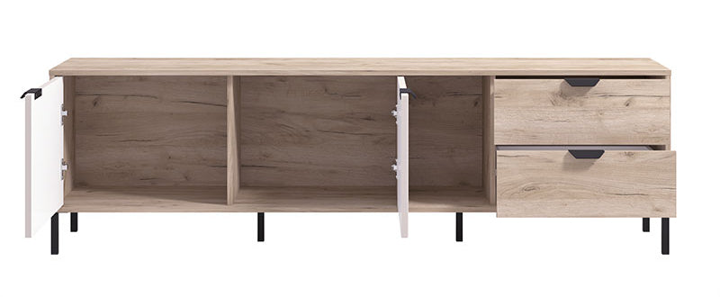 Tv Stand Vandea 2 Doors With 2 Drawers  182.5*40*54.5Cm Oak/Black  (Limited 3 Months Warranty)
